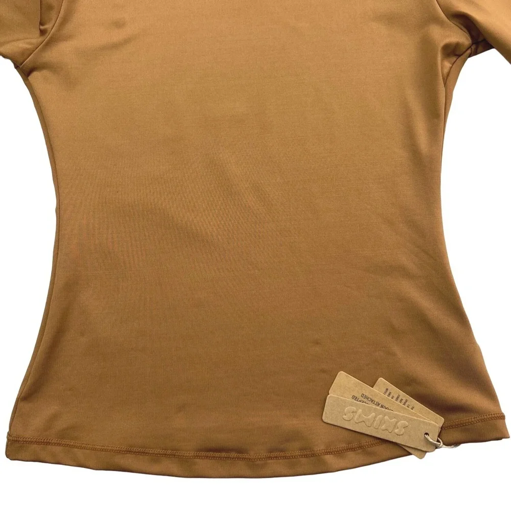 SKIMS Swim Long Sleeve Shirt Almond Womens XXS Rash‎ Guard